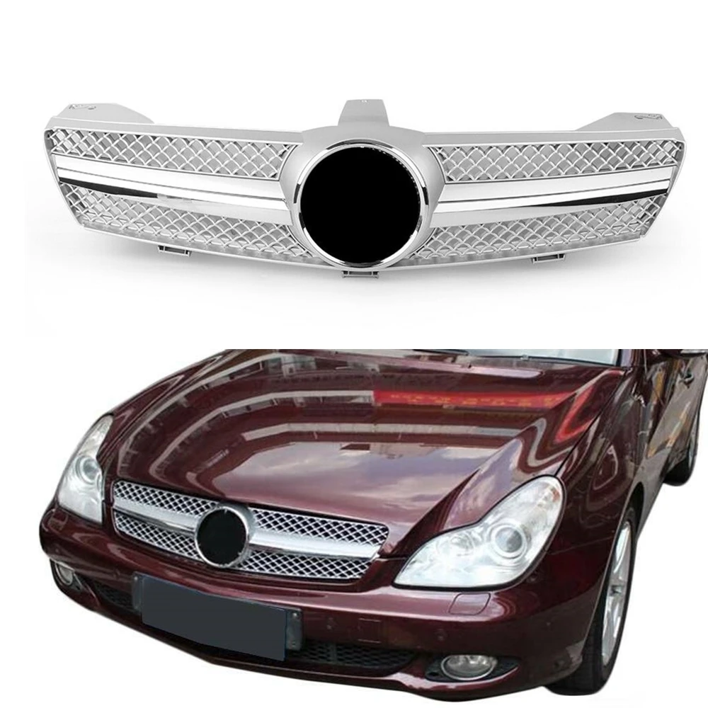 

Grill Front Grille For Mercedes Benz W219 CLS500 CLS Class 2005-2008 AMG CLS350 CLS600 Chrome Car Upper Bumper Hood Mesh Grid