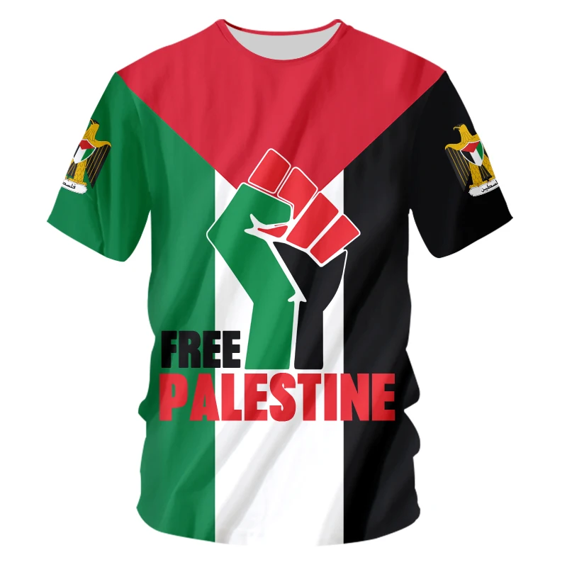 

2023 Men 3D Free PalestineT shirt Print Sublimation Summer Breathable Quick-drying Short-sleeve Shirt Palestine National Emblem