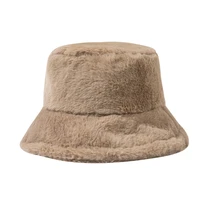 faux fur bucket hat fluffy warm hat for women men female lovely plush korean fisherman thickened basin hats cow leopard plaid