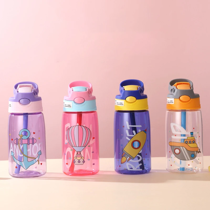 

480ML Kids Water Sippy Cup Creative Cartoon Baby Feeding Cup with Straws Leakproof Water Bottle Outdoor Portable Children's Cups