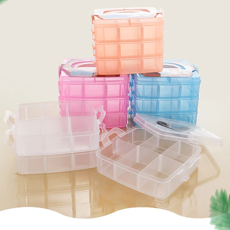 

3 Layers Storage Case Jewelry Accessories Nails Craft Beads Jewelry Tool Organizer Box Home Storage & Organization