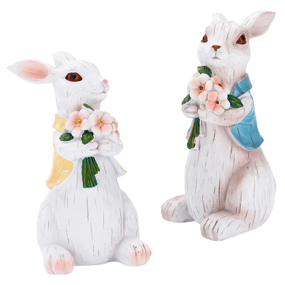 

Rabbit Bunny Easter Animal Figurines Decor Zodiac Statues Garden Chinese Decorations Statue New Year Gifts Home Party Resin