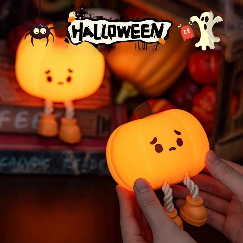 Хэллоуин тыква ночные огни милые мягкие силиконовые безопасные лампы украшения