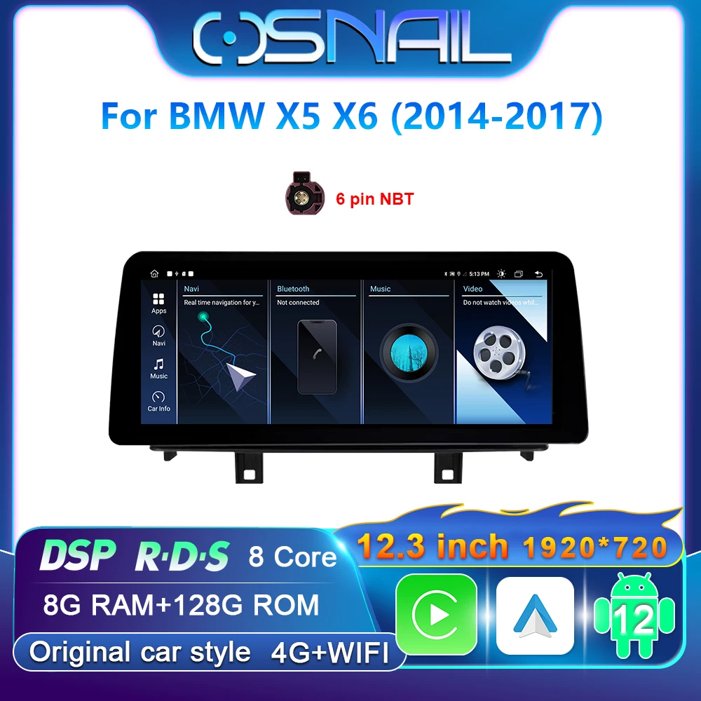 12 3 &quotAndroid Auto Carplay автомобильный радиоприемник для BMW X5 F15 X6 F16 F85 2014-2017 GPS-навигация