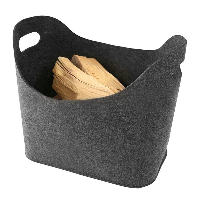 

2PCS Home Firewood Holder Storage Basket Toy Book Felt Bag Laundry Foldable Hamper