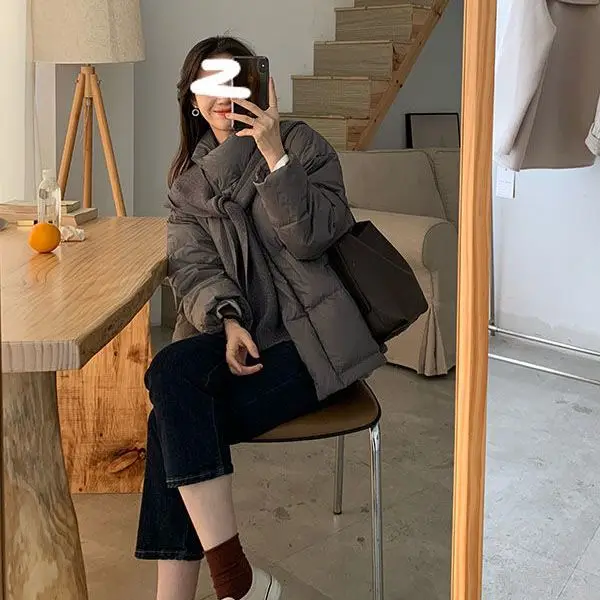 New Down Jacket Women's Winter Short Thickened Bread Jacket Lwhite Duck Down Jacket Zipper Buttons Stand Collar Coats Ladies M40