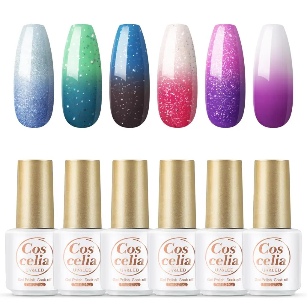 

COSCELIA Nail Gel Polish Temperature Gel Polish Thermal Color Changing Nail Carving Design Soak-off UV LED Semi Permanent Gel