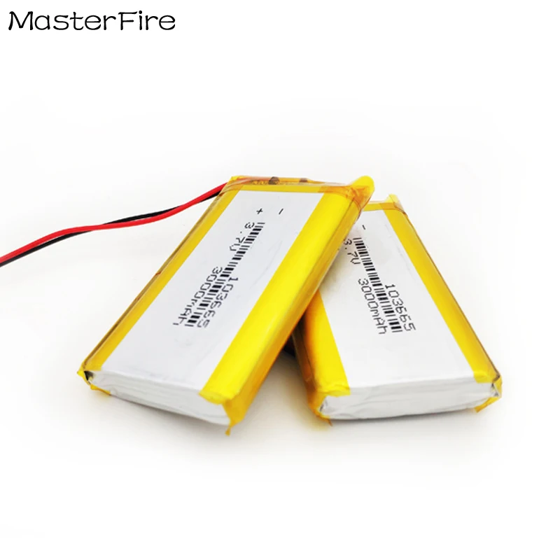 

2pcs/lot 3.7V 3000mah Rechargeable Lithium Polymer Battery 103665 for Beauty Medical Device Power Tool Led Lamp Tablet Batteries