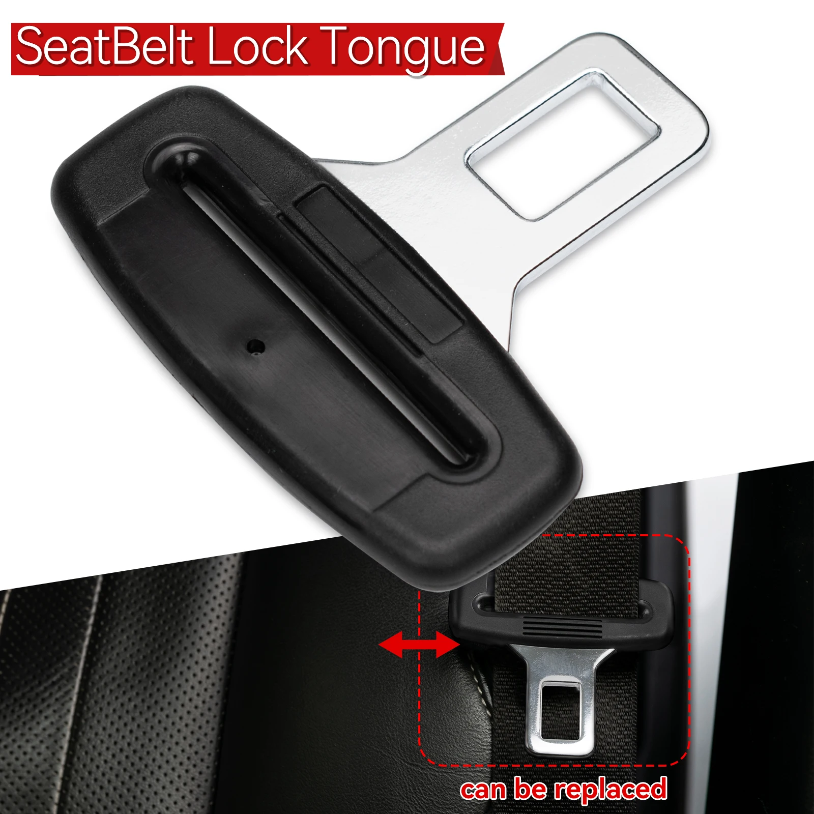 2.1cm Width Car Safety Seat Belt Clip Extender Seatbelt Buckle Plug Socket Black Interior Straight Lock Tongue Auto Accessories