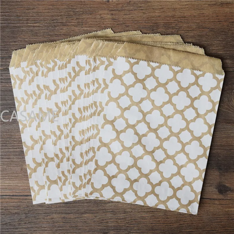50pcs/ Lot treat candy bag high quality Party Favor Paper Bags Chevron Polka Dot Stripe Printed Paper craft Bags Bakery Bags