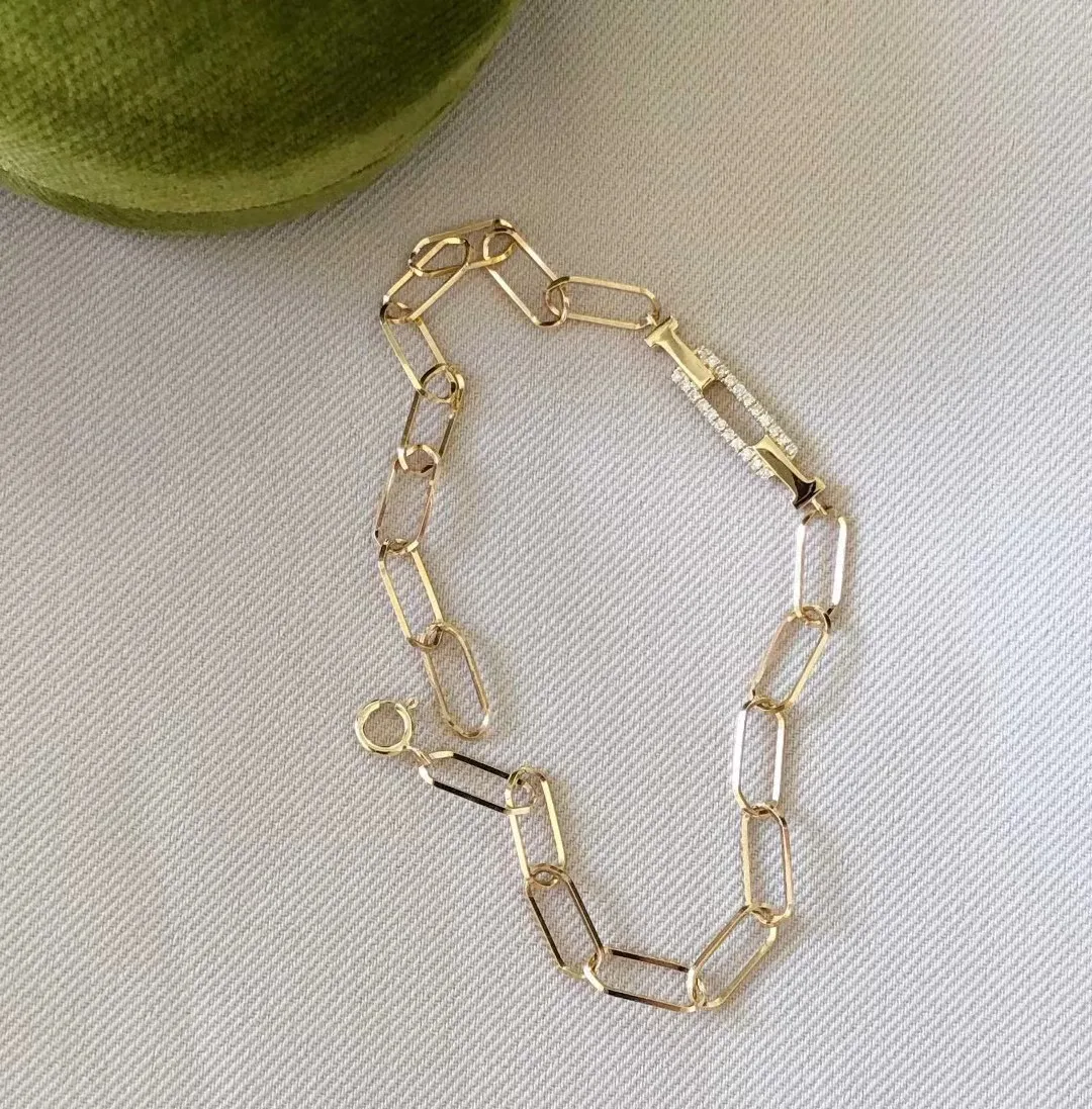 Natural Diamond Bracelet 18k gold true pure Solid Yellow Gold lady wedding jewelry(AU750)women irregular square bracelet wedding