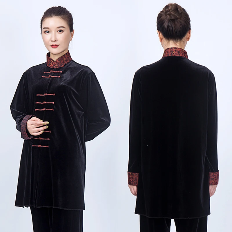 Женский велюровый Восточный ретро костюм в стиле крыла Чунь Тай Чи кунг-фу для