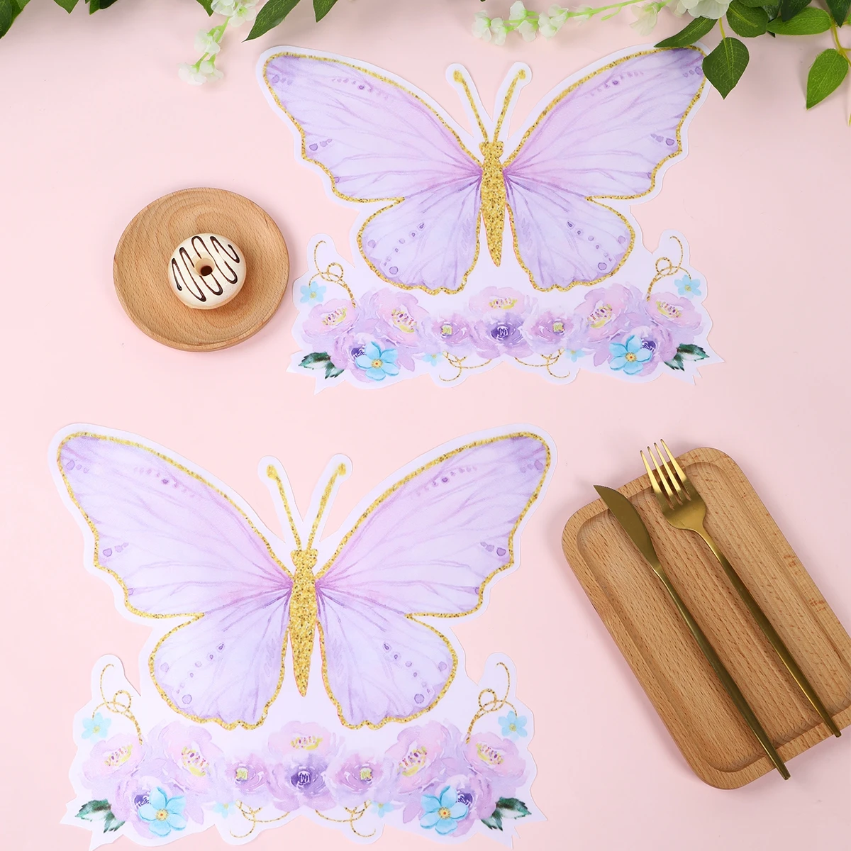 Атласный коврик в виде бабочки джунглей с животными декоративный настольный