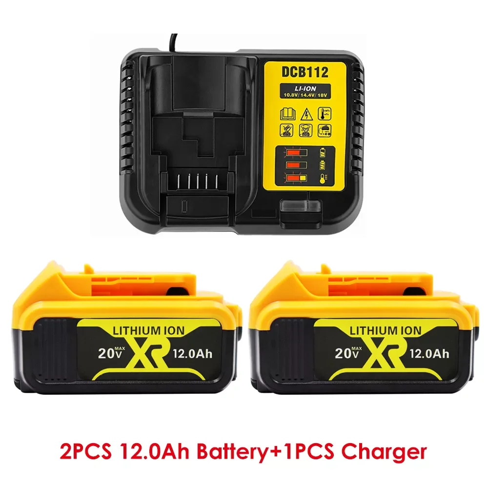 

100% New Original For DeWalt 20V 12000mAh Rechargeable Power Tools Battery with LED Li-ion Replacement DCB205 DCB204-2 20V DCB20
