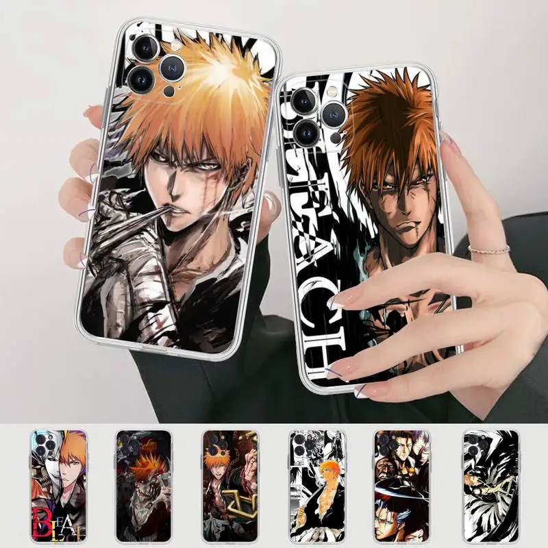 

Japanese anime Bleach Phone Case For iPhone 11 12 13 14 Mini Pro Max XR X XS TPU Clear Case For 8 7 6 Plus SE 2020
