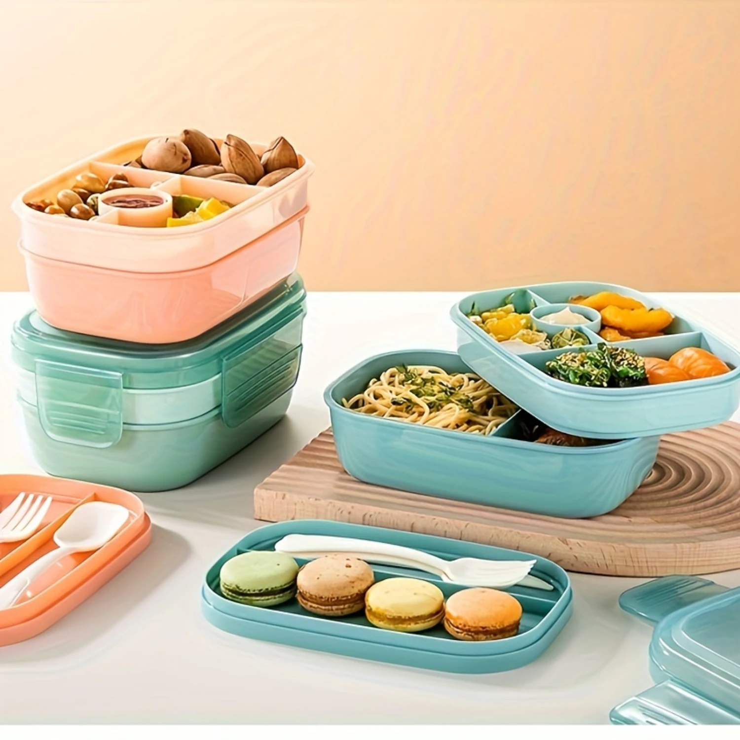Портативный ланч-бокс 1 шт. 3 штабелируемые контейнеры для обеда Bento взрослых