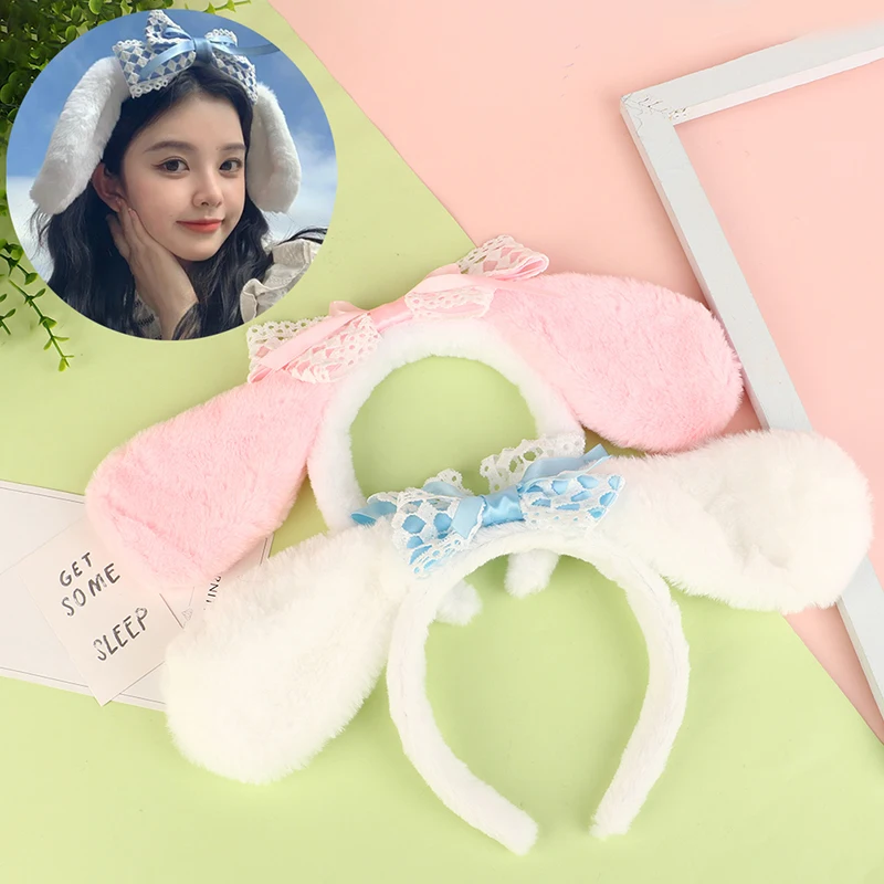 

1Pc Anime Sanrio Figure Plush Hair Hoop Cinnamoroll Dog My Melody Cartoon Headband Kawaii Plush Ear Hair Accessories Gift