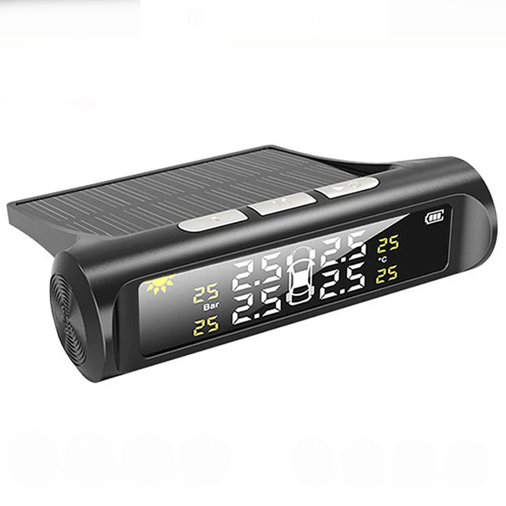 

Solar Auto Tire Pressure Tester Internal External Button Control Sensor