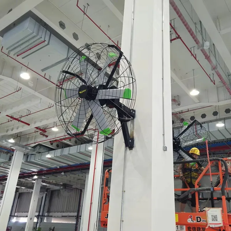 Фото Горячая распродажа JULAI: промышленный настенный вентилятор HVLS 6,6 футов, большой осциллирующий вентилятор для мастерских, спортзалов и складов №4
