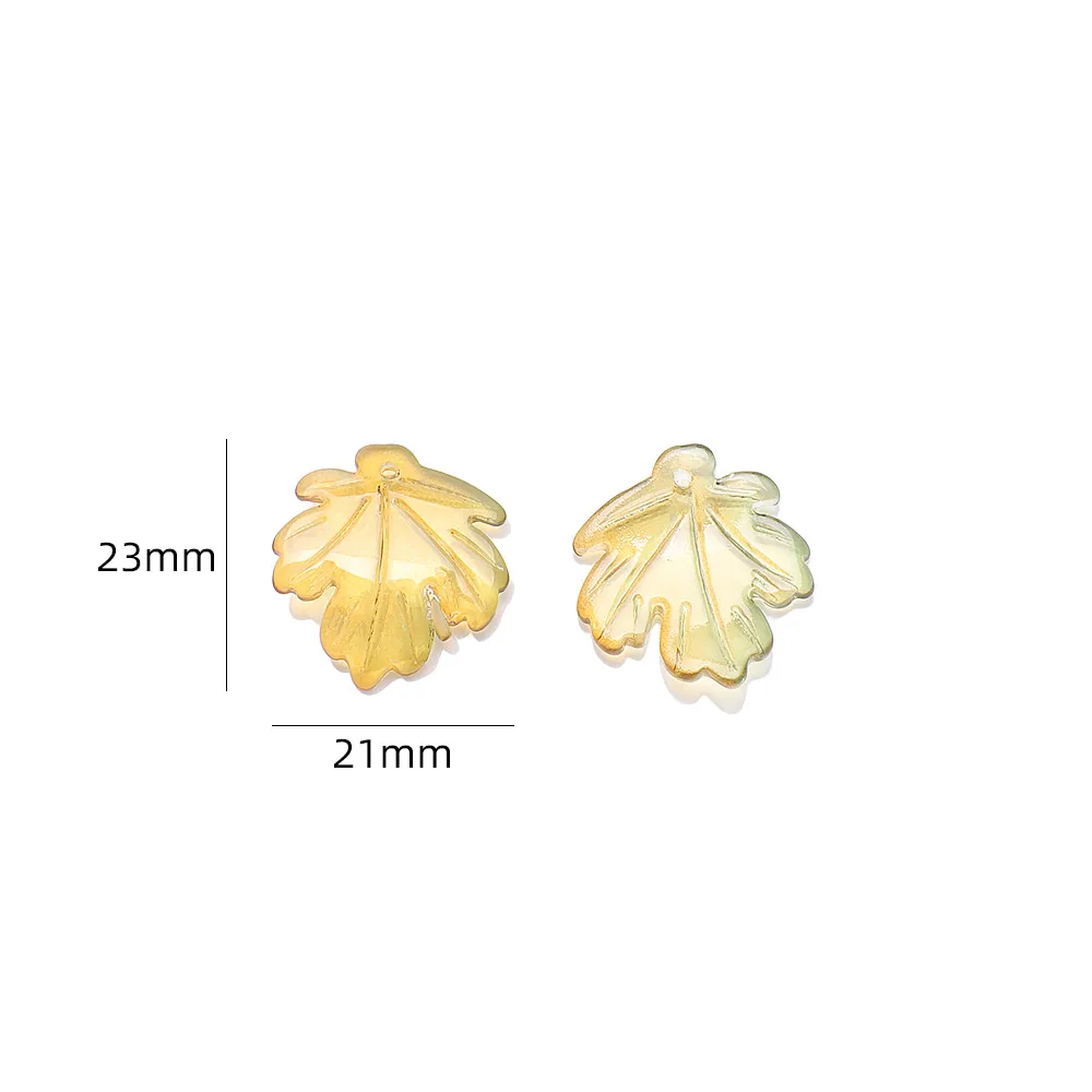 20 шт. стеклянные бусины в форме клена 21 х23 мм