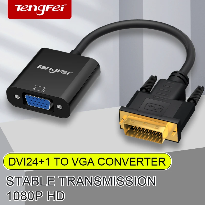 

Tengfei 1080P Dvi To Vga Adapter 24+1 To Vga Adapter Video Audio Converter Computer Host Graphics Card With Display Projector