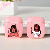 aesthetic devil woman bad girl painted soft silicone tpu case for airpods pro 1 2 3 pink wireless bluetooth earphone box cover