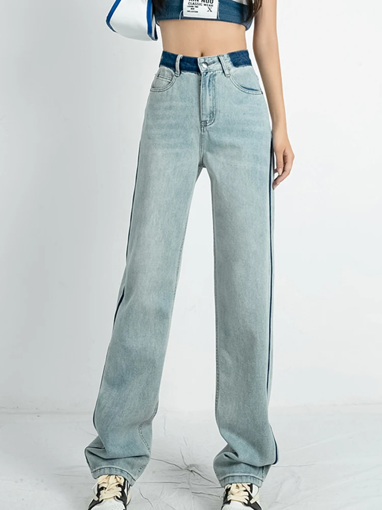 

Baggy Jeans Cargo Boyfriend Jeans Vintage Splice Street Wear Women Pants High Waist Straight Cut Jeans Casual Denim Trousers Y2K