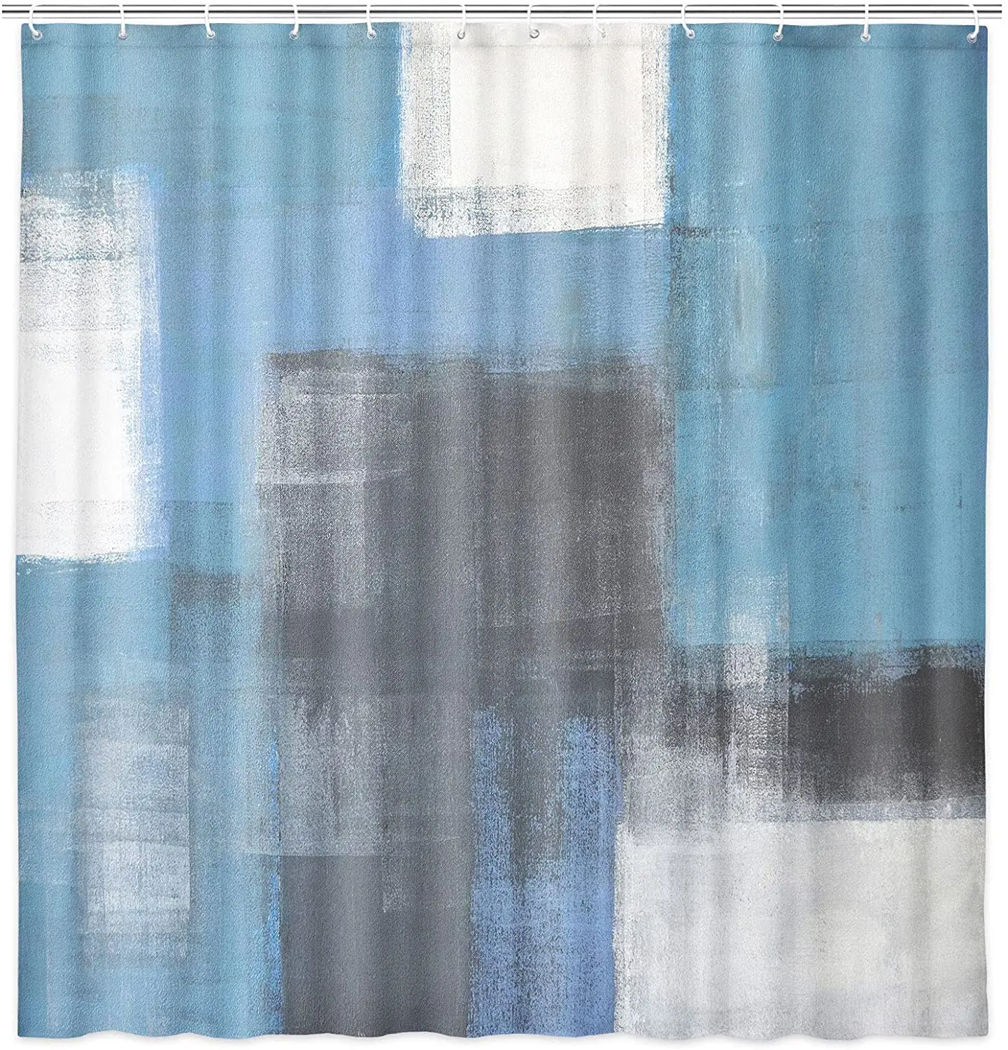 Синяя белая серая занавеска для душа абстрактная художественная в стиле гранж