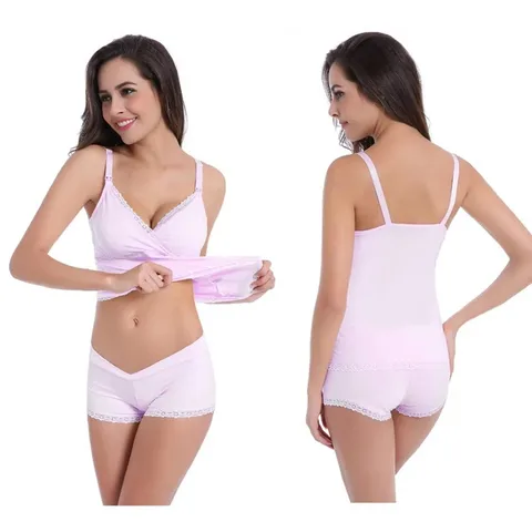 Одежда для беременных, женский бюстгальтер для сна, нижнее белье, бюстгальтеры для кормления грудью, комплекты камзолов и шорт для кормления грудью, послеродовое нижнее белье