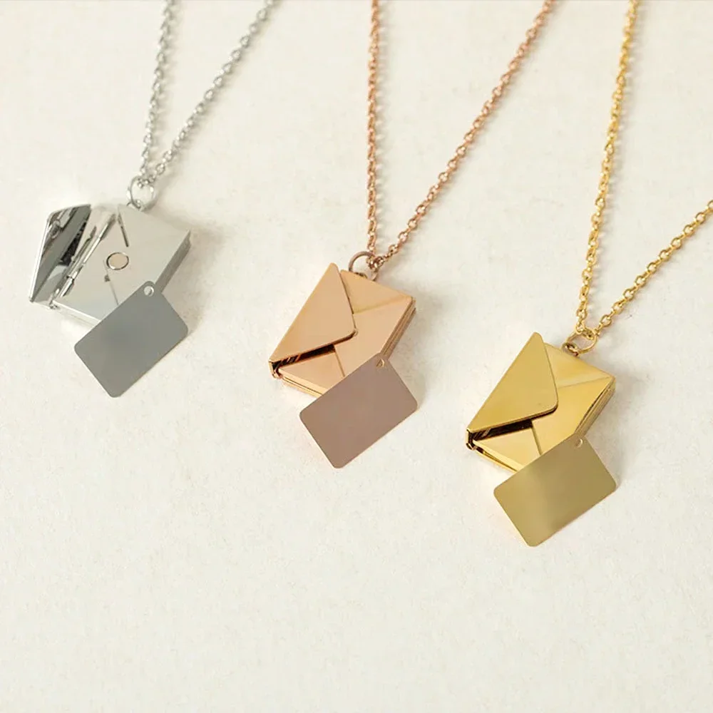 Дружба любовное письмо конверт кулон ожерелье на заказ ювелирные изделия из