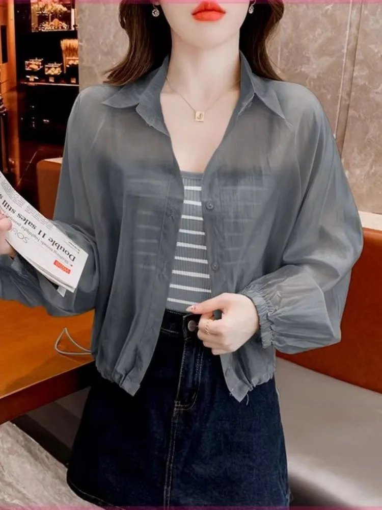 Рубашки для защиты от солнца во французском стиле верхняя одежда Женский Летний