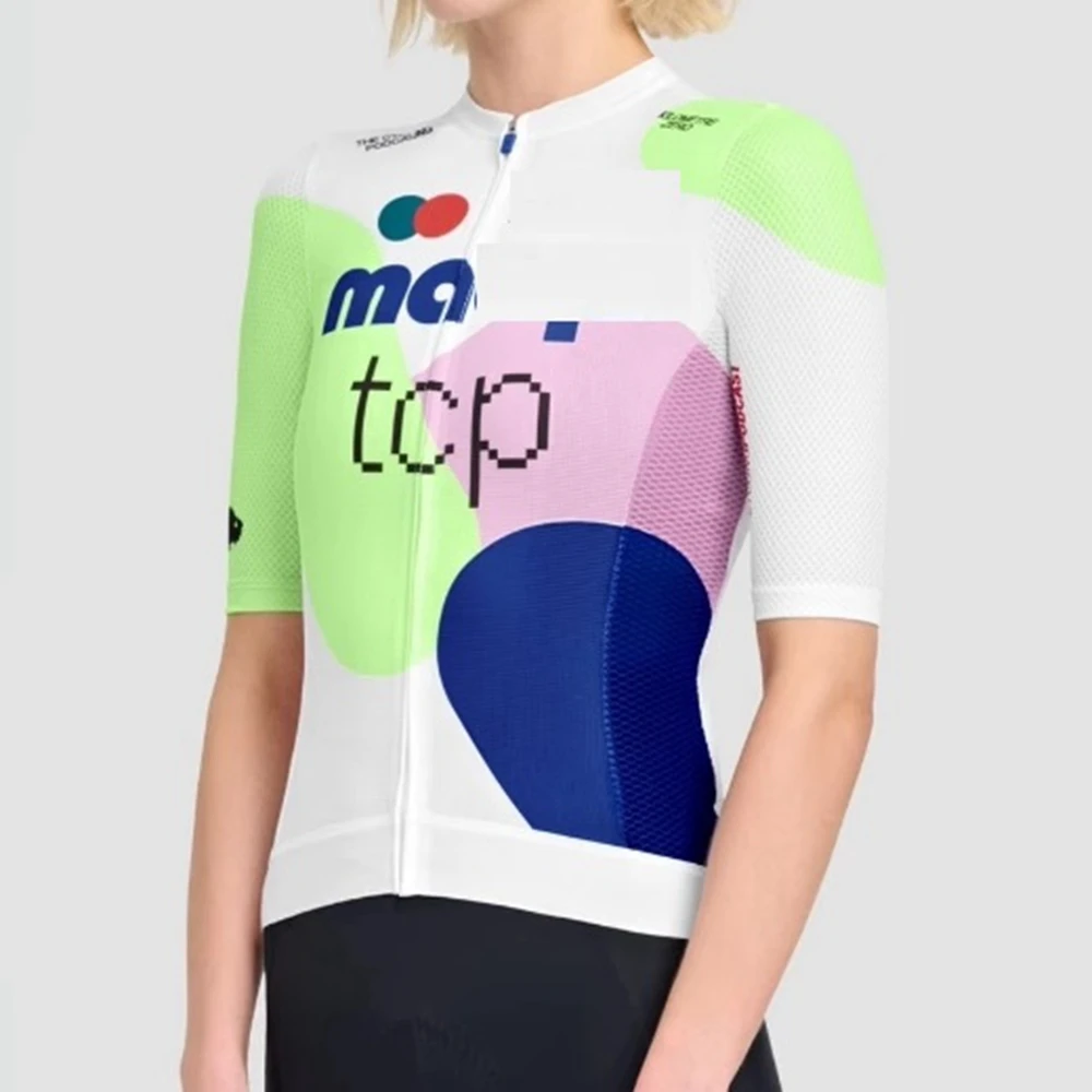 Фото Классические женские велосипедные топы, летний велосипедный трикотаж с короткими рукавами, индивидуальный уличный дышащий велосипедный трикотаж №3