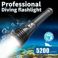 100meter waterproof depth professional diving flashlight 5200lumens 26650 battery diving torch