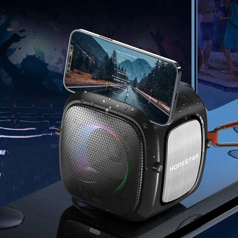 

HOPESTAR вечерние One портативный Bluetooth-динамик для улицы, мощный сабвуфер, подставка, FM-радио, игровой водонепроницаемый динамик