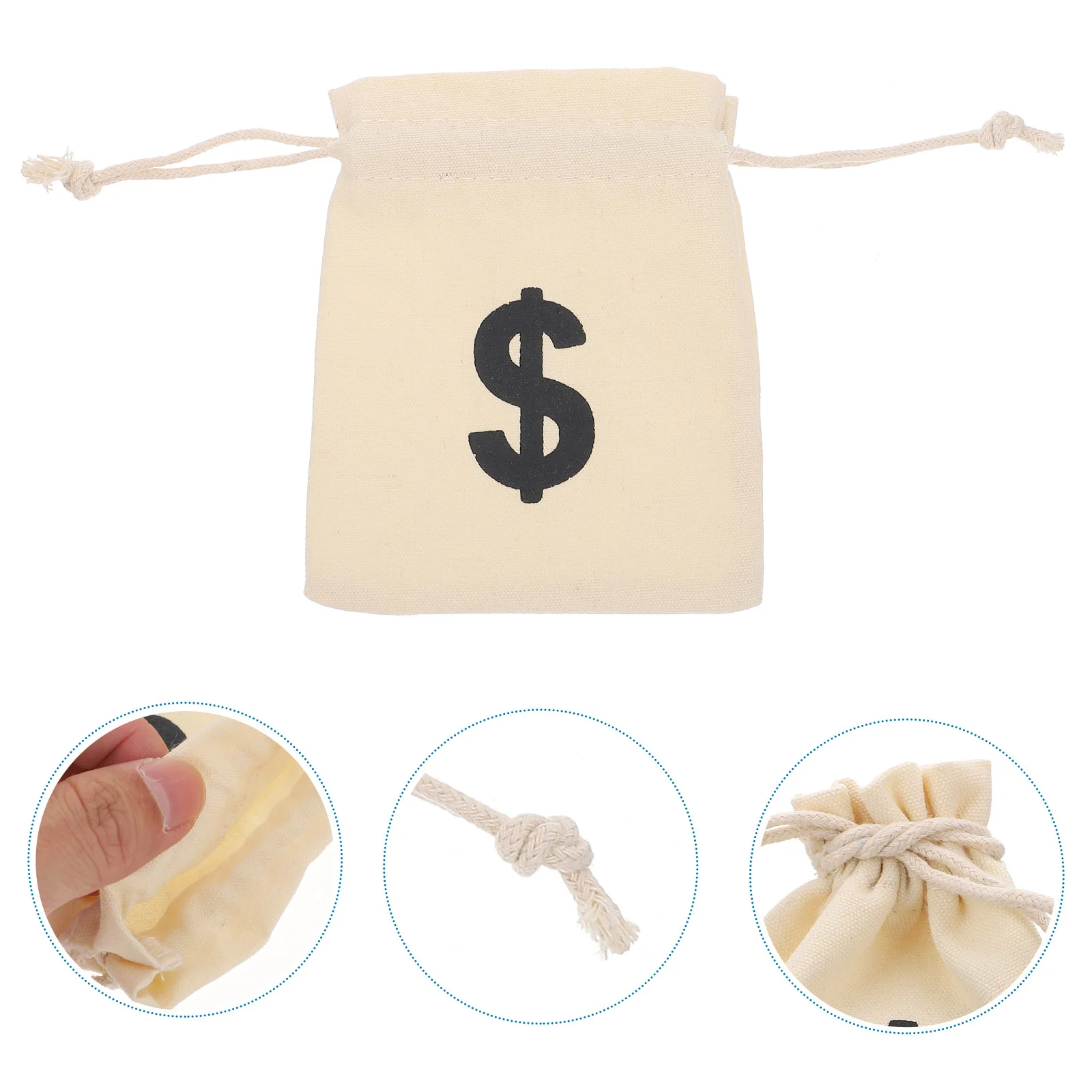 

12 Pcs Dollar Sign Cloth Bag White Ornament Money Bag Prop Clothing Drawstring Money Bags Cotton Linen Burlap Money Bag Baby
