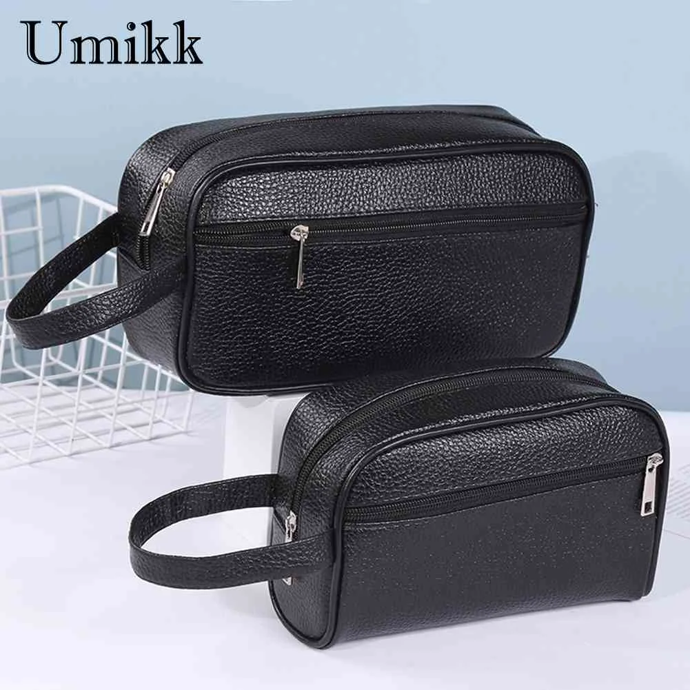 

Fashion PU Leather Wristlet Bag Solid Color Phone Wristlet Bag Casual Toiletry Bag Small Purse for Men Women