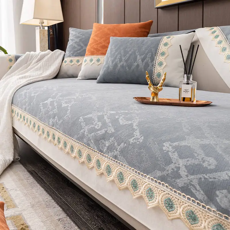 

New Chenille Elastic Sofa Cushion Cover Style Non-slip Leather Case Suitable for Living Room Chaise Longue Corner Furniture