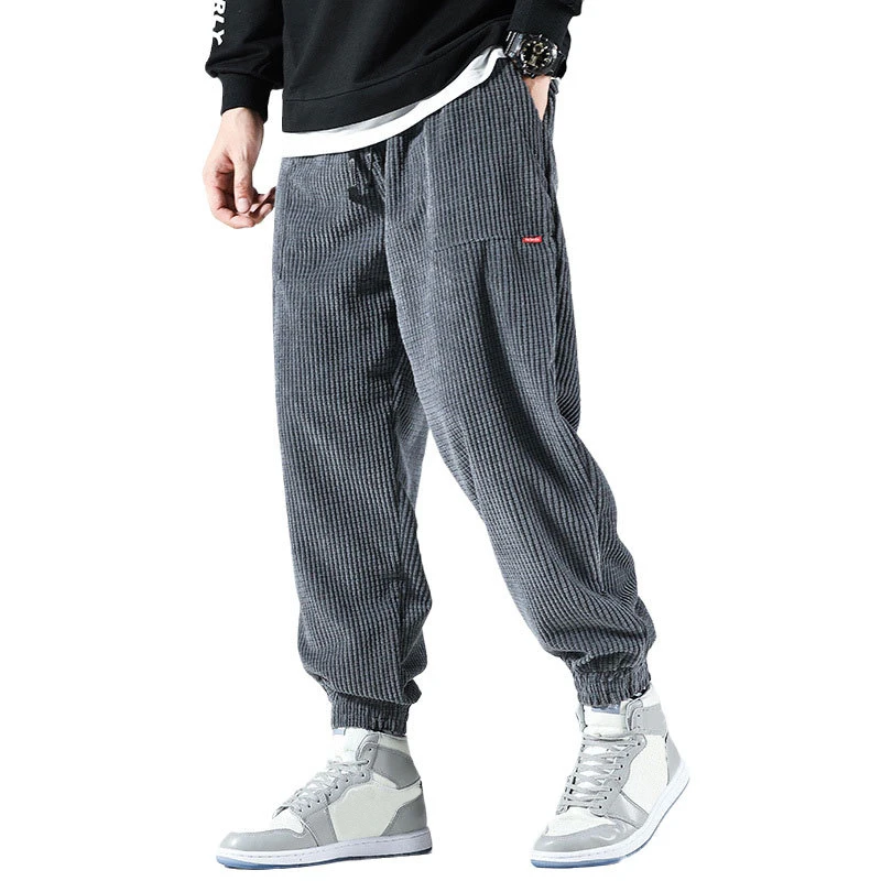 

Свободные модные уличные вельветовые широкие брюки, повседневные мужские классические брюки в стиле Трипп с завязками, брендовые