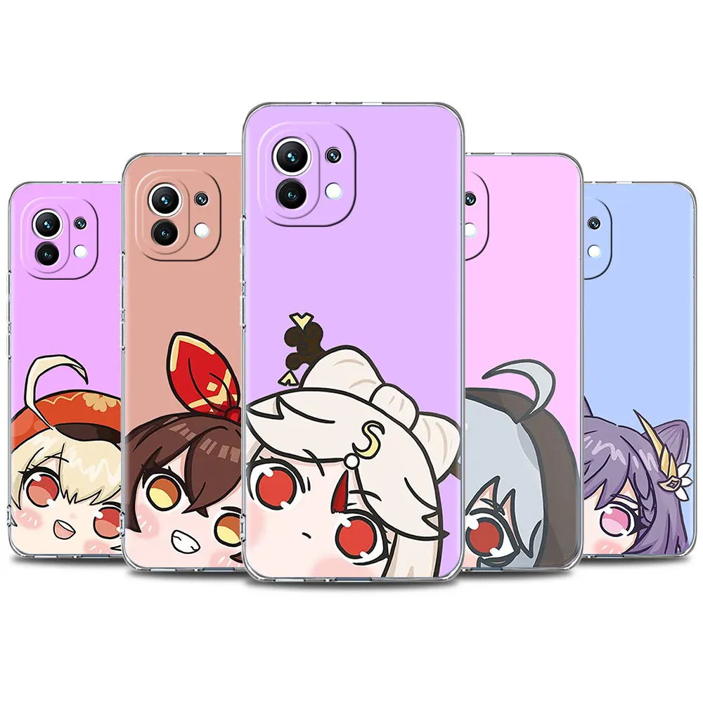 

Phone Case for Xiaomi Mi 11T 11 Lite 10T Pro 12 12x Silicone Note 11 CC9 cc9e 9S Cover Funda Coque Cute Genshin impact Shell