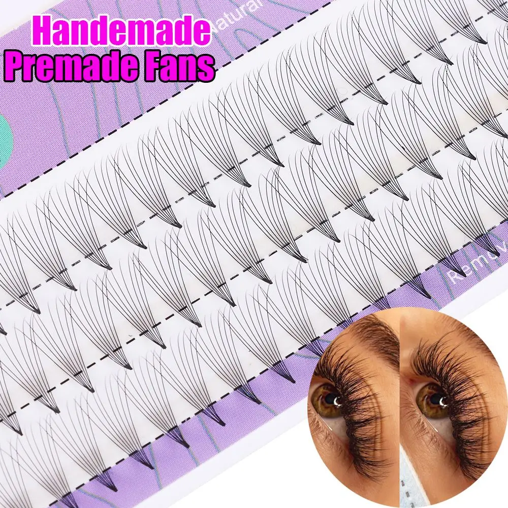 

Fashion Semi Permanent D Curl Heat Bonded Eyelashes Extension Premade Volume Fans 0.07 Thickness Premium Soft Fiber