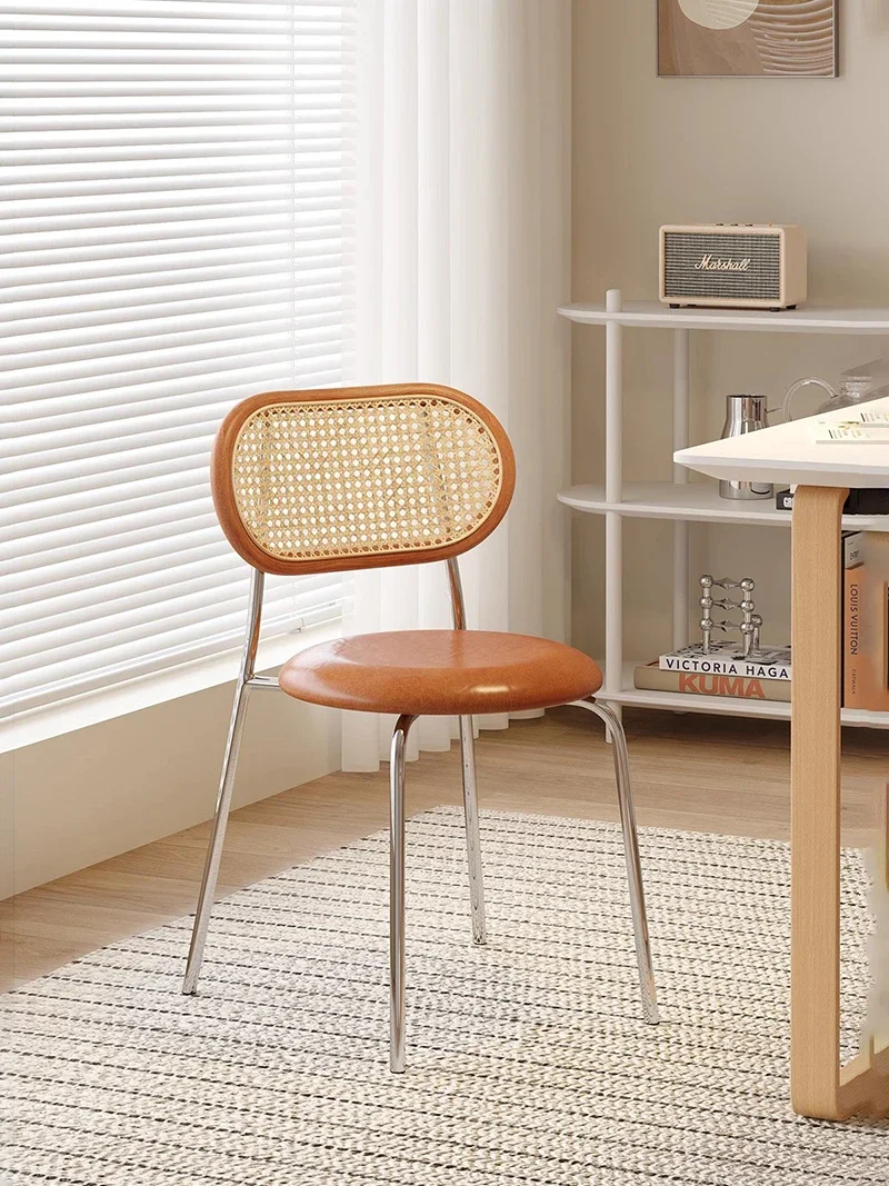 Современный минималистичный дизайнерский обеденный стул ретро из ротанга