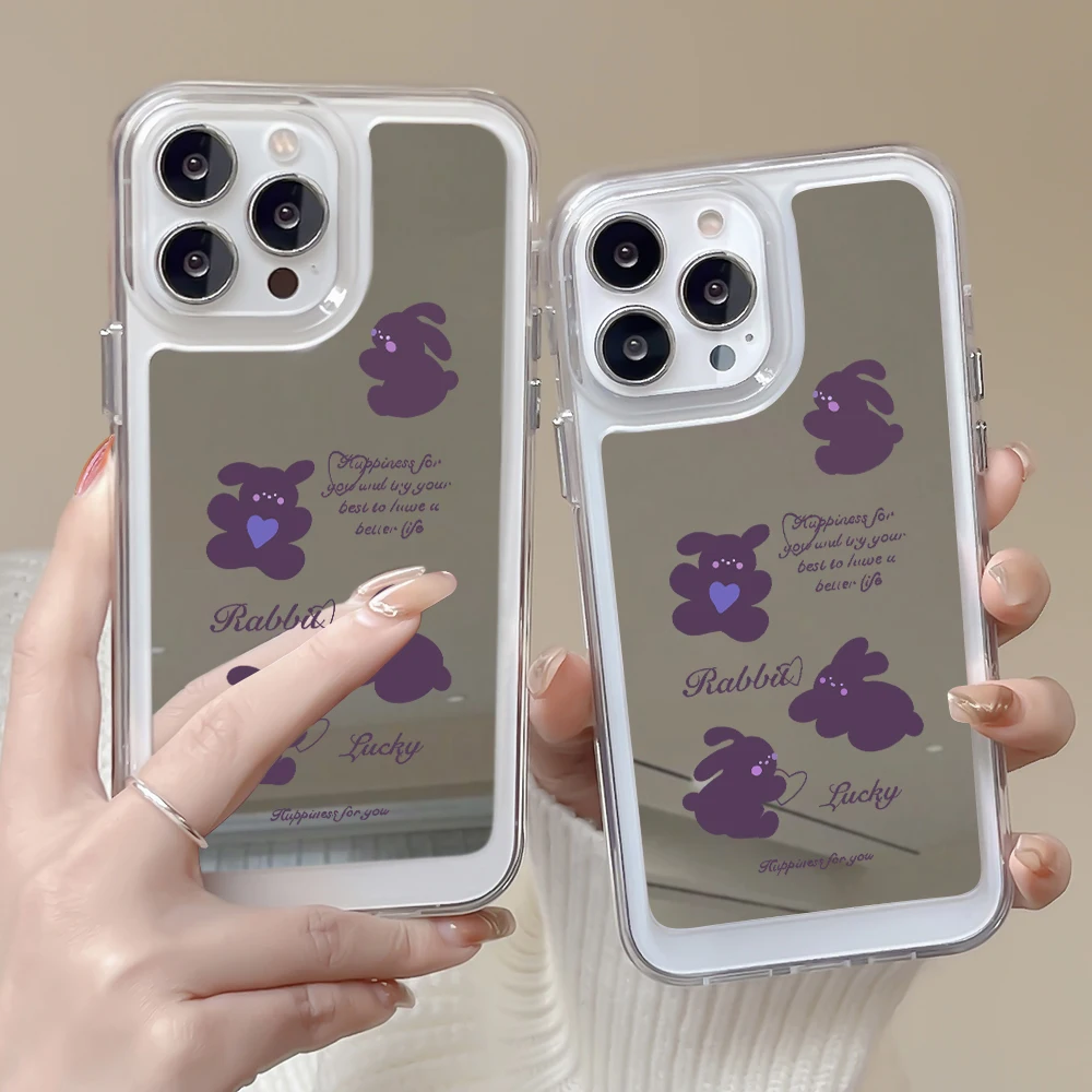 

ins Cute Rabbit Mirror Phone Case for IPhone 14 Plus 13Pro 12Pro 11 Pro Max Soft Acrylic Protection Shell for IPhone 14 13 12 11