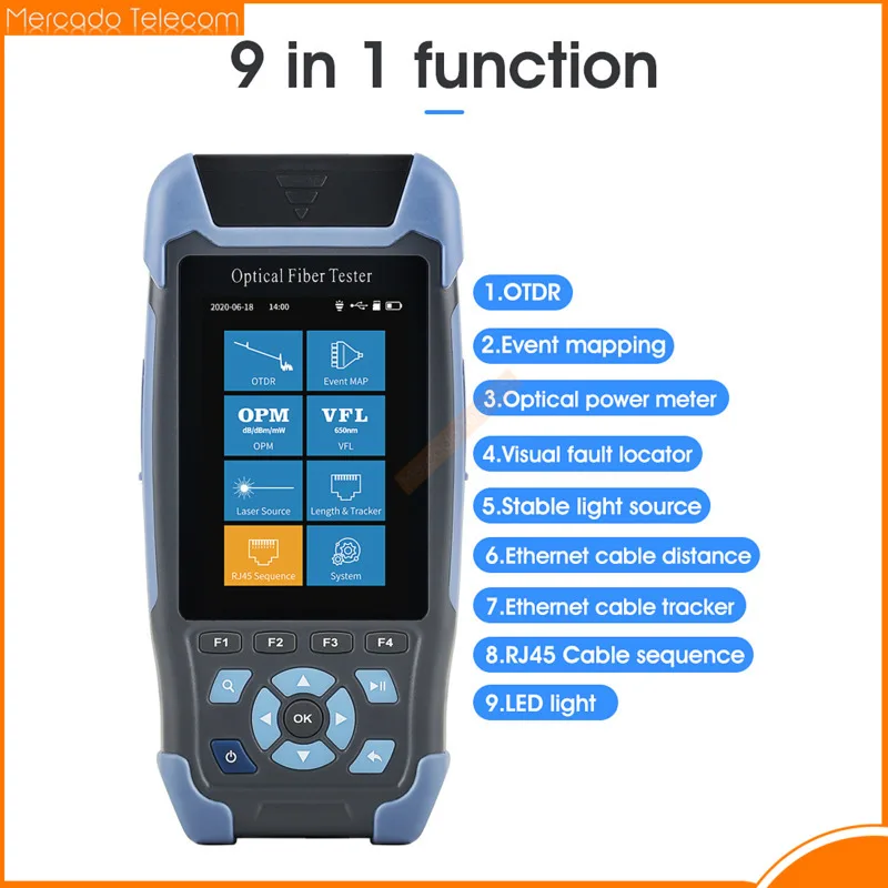 

AUA900D mini pro OTDR Reflectometer 9 functions in 1 device OPM OLS VFL Event Map RJ45 Ethernet Cable Sequence Distance Tracker