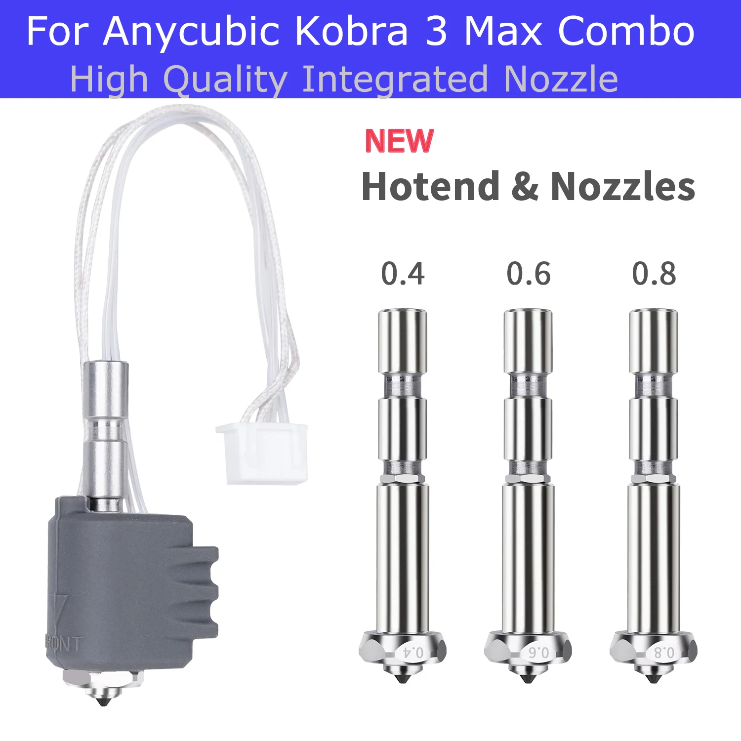 Фото Для Anycubic Kobra 3 Max Hotend 0,4 0,6 0,8 мм hotend для Kobra 3 Max Combo Быстросменная встроенная насадка из закаленной стали №1