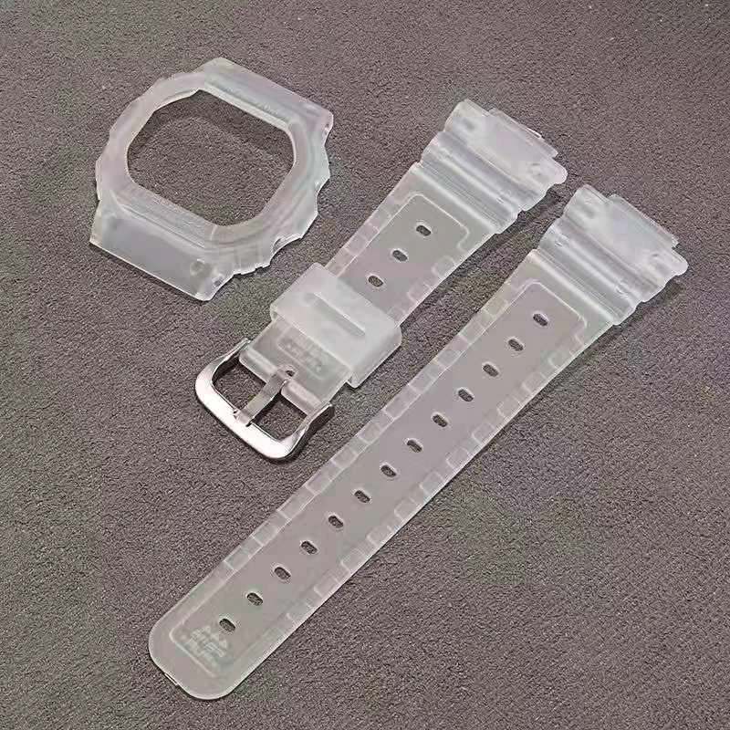 Silicone Watchband Replacement For DW5600 DW5610 Rubber Strap Sports Waterproof Watch Straps Transparent Watch Band Bezel New