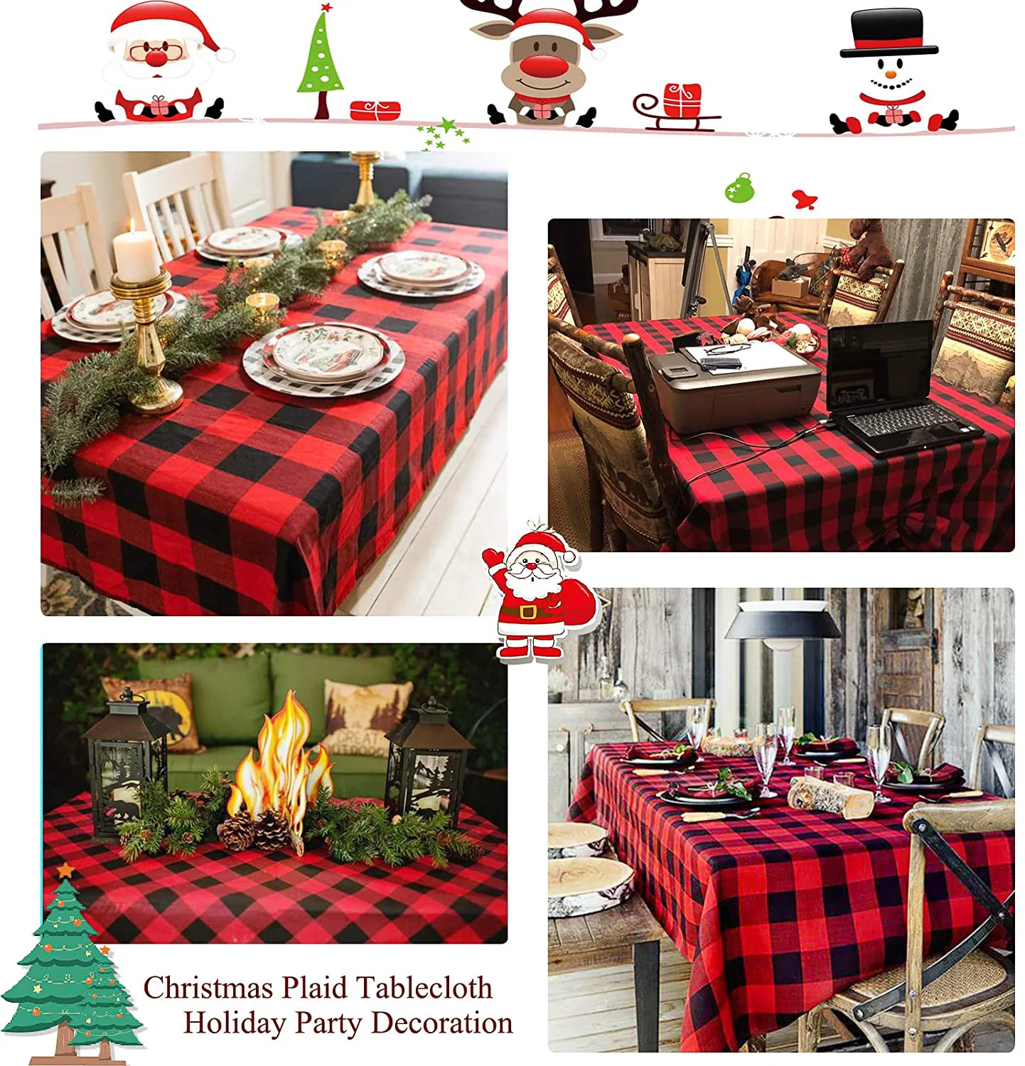 

Скатерть прямоугольная в красную решетку, складной коврик для стола, элегантное свадебное украшение на Рождество