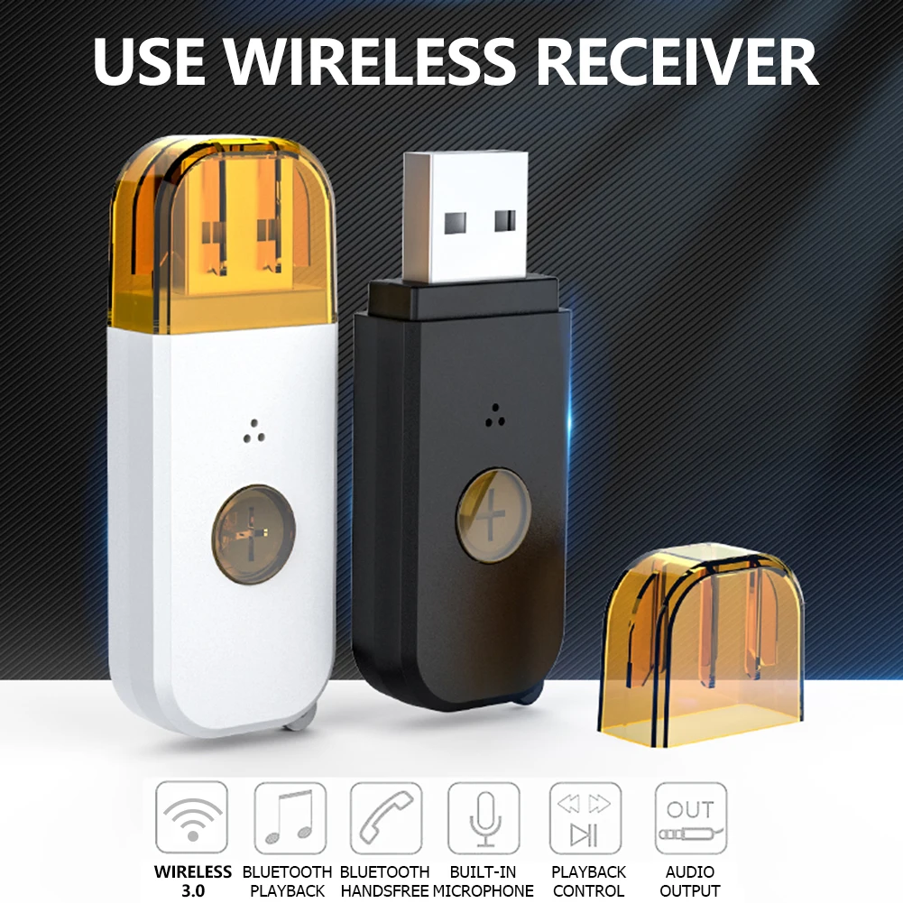 

Mini Dual Output 3.5mm USB Bluetooth-compatible V 3.0 Stereo MP3 Audio Receiver with Call