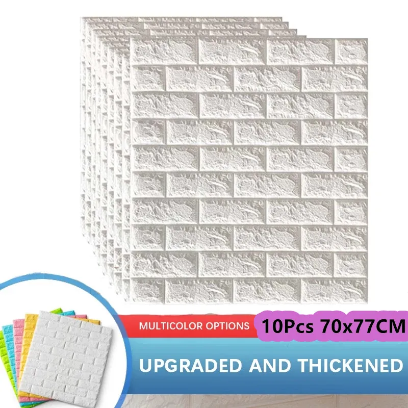

10Pcs Imitation Brick WallSticker 3D Waterproof Self Adhesive Wall Panel for LivingRoom Bedroom LargeWall Luxury Wallpaper Decor
