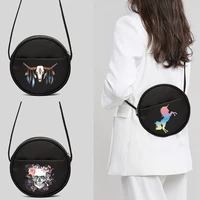 high quality round bag colorful unicorn print tote bag 2022 new crossbody shoulder bag fashion casual handbag women shopping bag