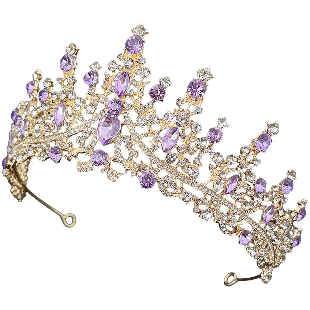 

Wedding Decorations Ceremony Purple Crystal Crown Shiny Headband Bridal Headwear Tiara Bride Headdress Girl Hair Decors